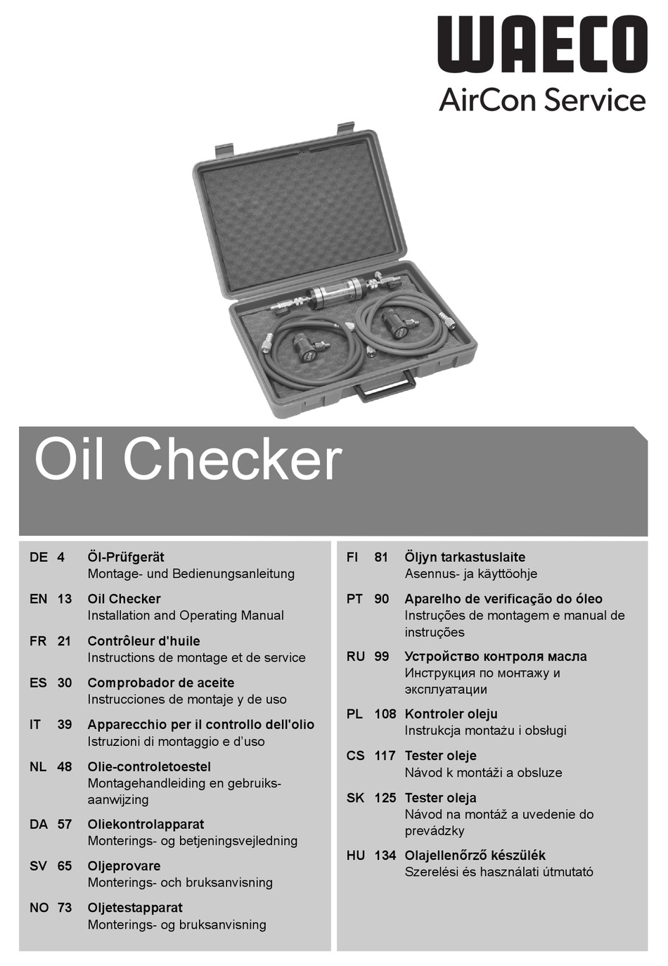 WAECO AIRCON OIL CHECKER R134A INSTALLATION AND OPERATING MANUAL Pdf