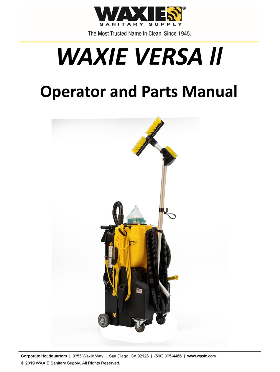 WAXIE VERSA LL OPERATOR AND PARTS MANUAL Pdf Download ManualsLib