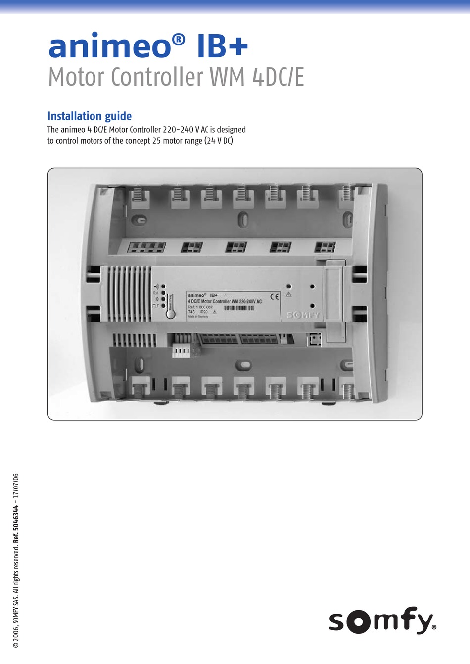 Somfy Animeo Ib Installation Manual Pdf Download Manualslib