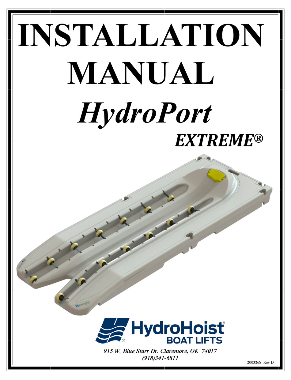 HYDROHOIST HYDROPORT EXTREME INSTALLATION MANUAL Pdf Download ManualsLib