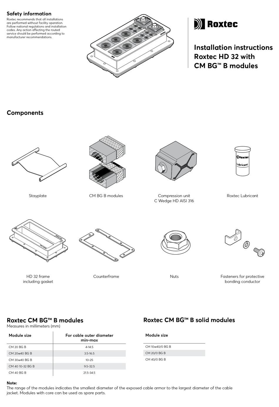 ROXTEC CM BG B SERIES INSTALLATION INSTRUCTIONS MANUAL Pdf Download ...