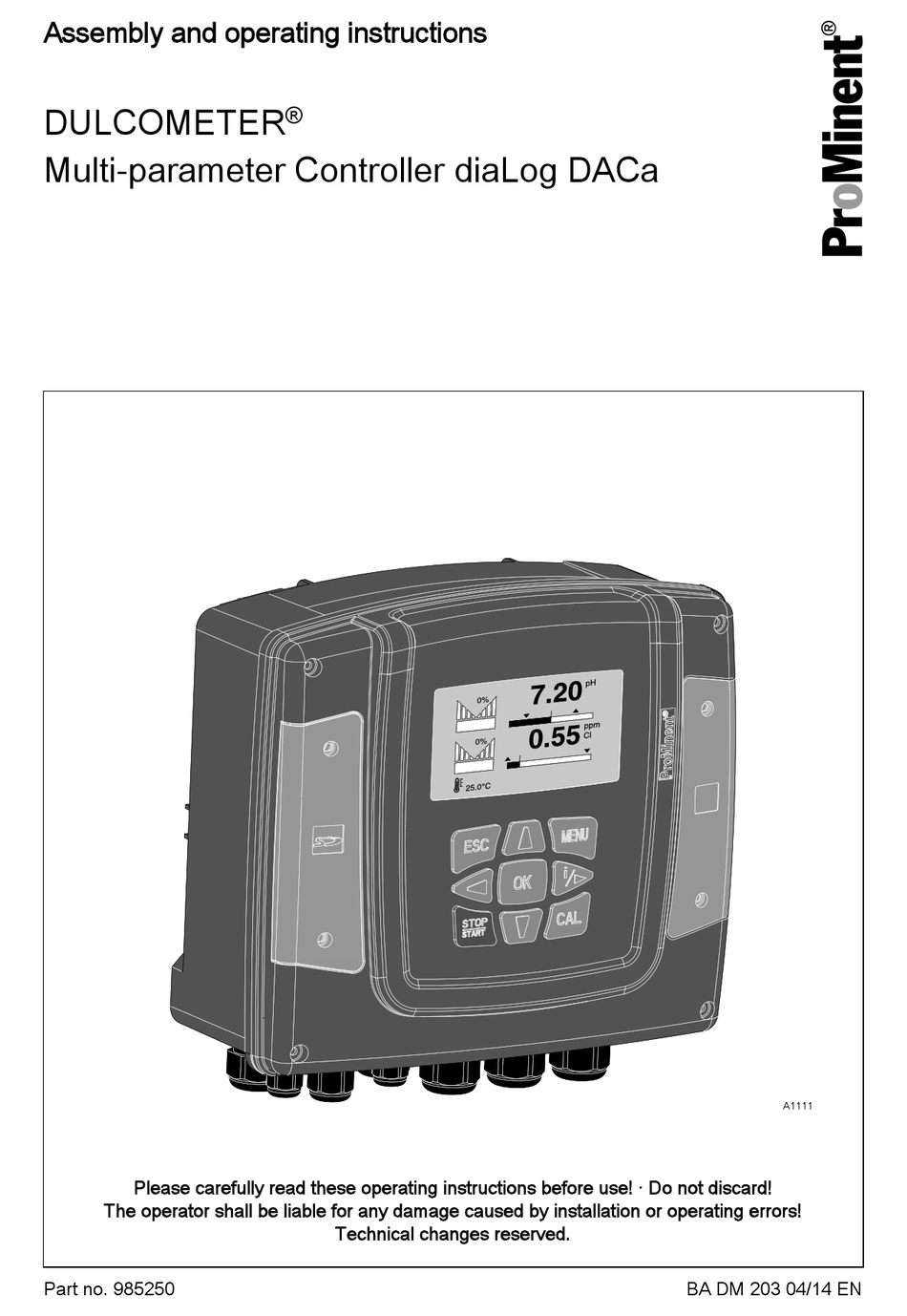 Prominent Duleter Assembly And Operating Instructions Manual Pdf Download Manualslib