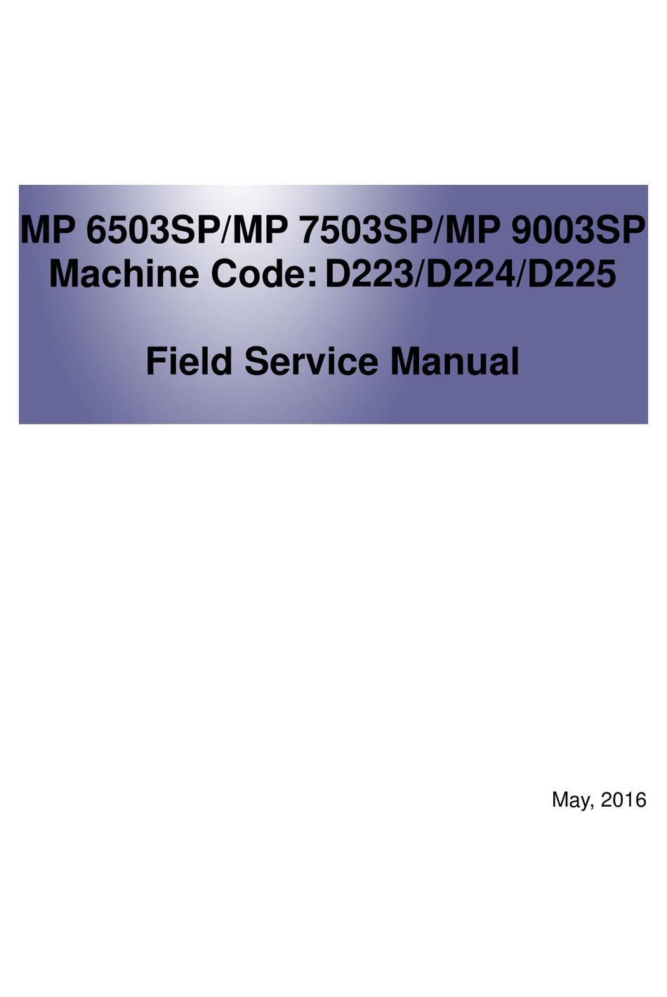 Ricoh Mp 7503sp Field Service Manual Pdf Download Manualslib