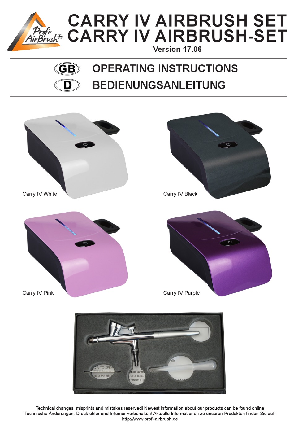 PROFIAIRBRUSH CARRY IV OPERATING INSTRUCTIONS Pdf Download ManualsLib