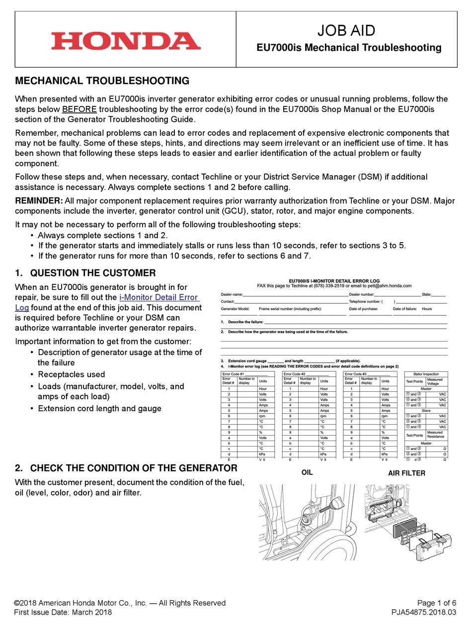 HONDA EU7000IS JOB AID Pdf Download ManualsLib