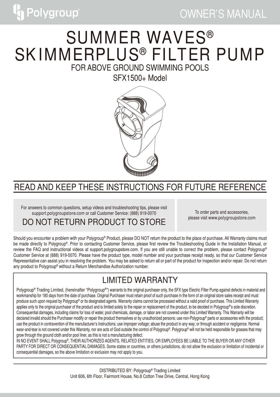 summer waves skimmerplus filter pump manual