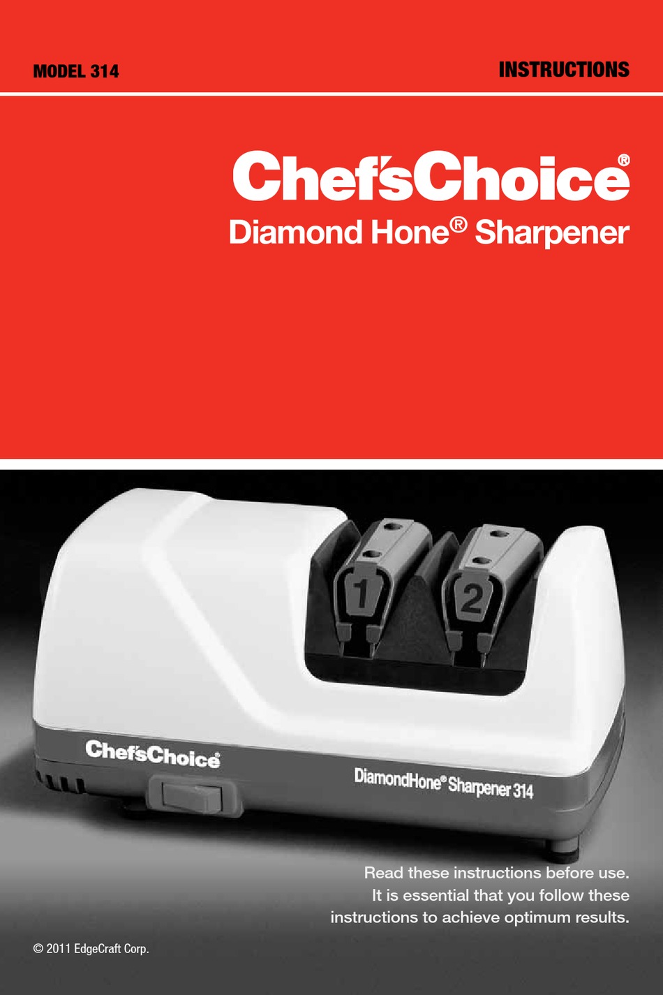 User manual Chef's Choice Diamond Hone Model 478 (English - 2 pages)