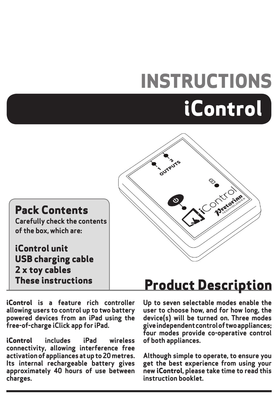 PRETORIAN ICONTROL INSTRUCTIONS MANUAL Pdf Download ManualsLib
