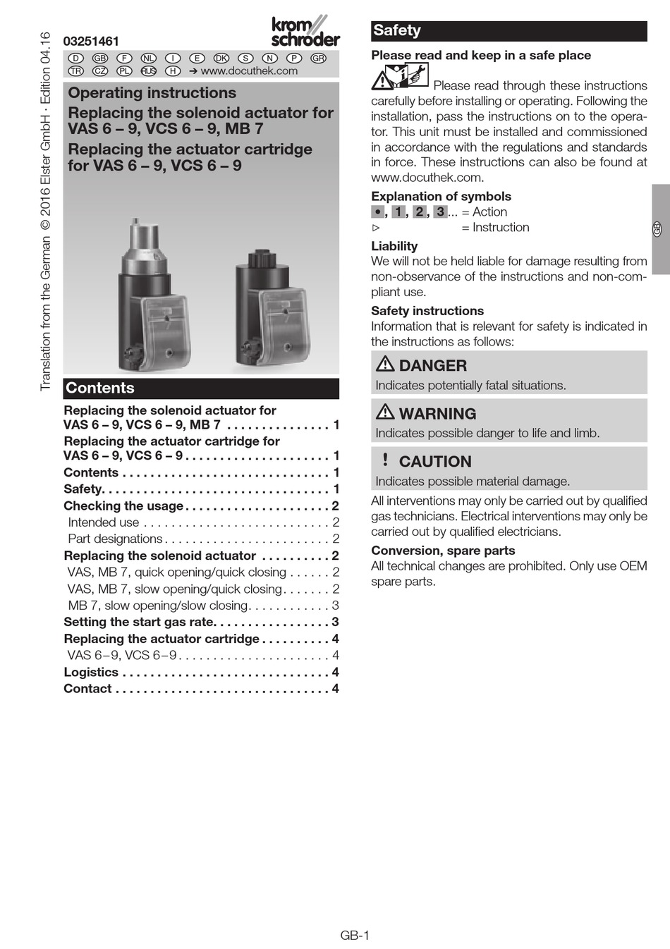 KROMSCHRODER MB 7 OPERATING INSTRUCTIONS Pdf Download ManualsLib