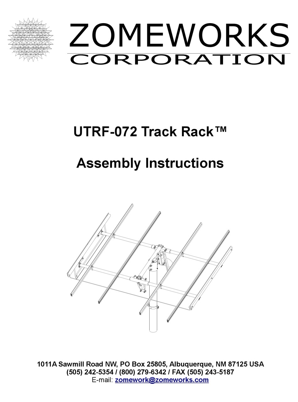 ZOMEWORKS TRACK RACK UTRF072 ASSEMBLY INSTRUCTIONS MANUAL Pdf Download