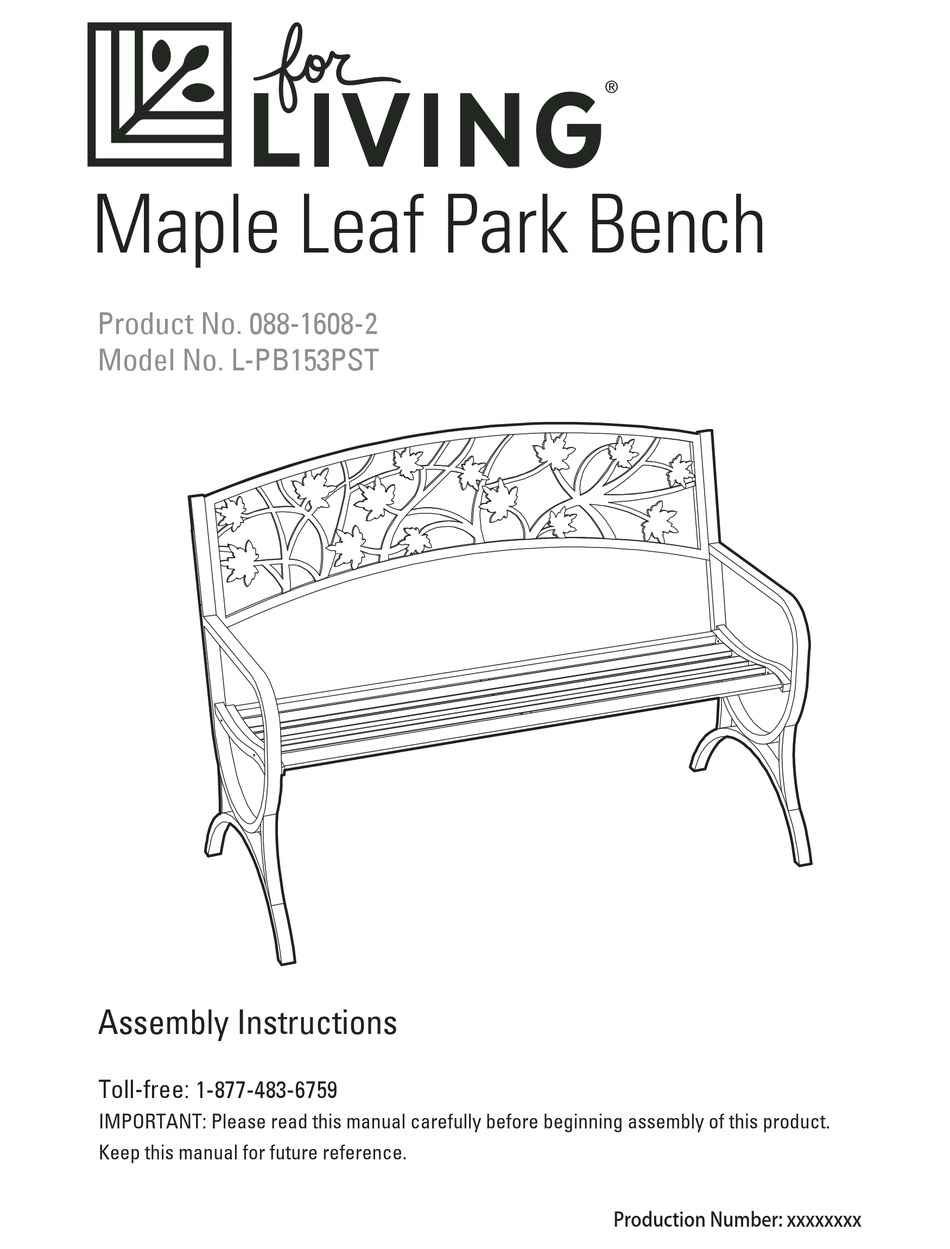 FOR LIVING MAPLE LEAF PARK BENCH ASSEMBLY INSTRUCTIONS MANUAL Pdf