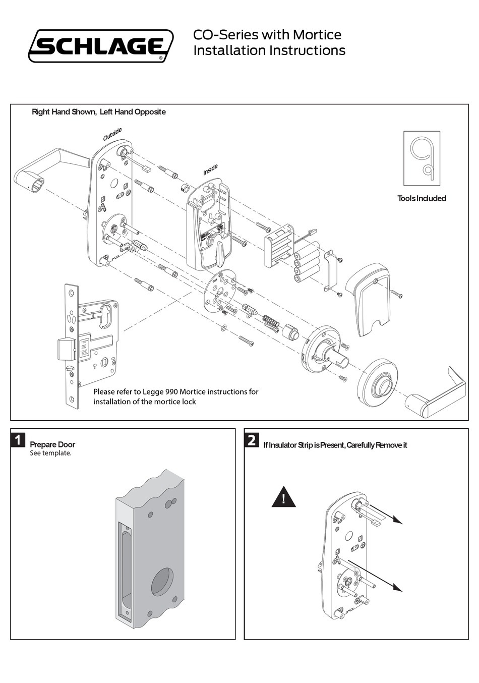 Schlage CO Series Accessories Installation Tools CO Series mortise lock  installation template 40-289