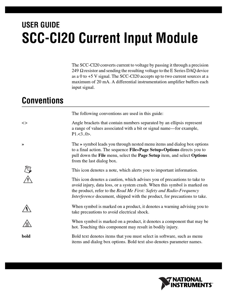 National Instruments NI SCC-CI20  Analog Current Input Module 