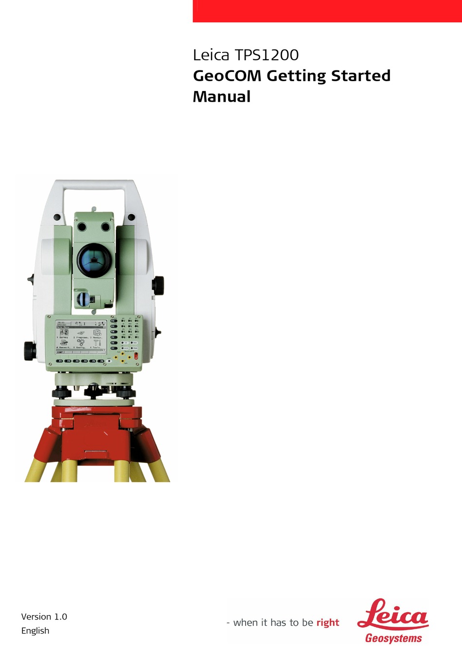LEICA TPS1200 GETTING STARTED MANUAL Pdf Download | ManualsLib