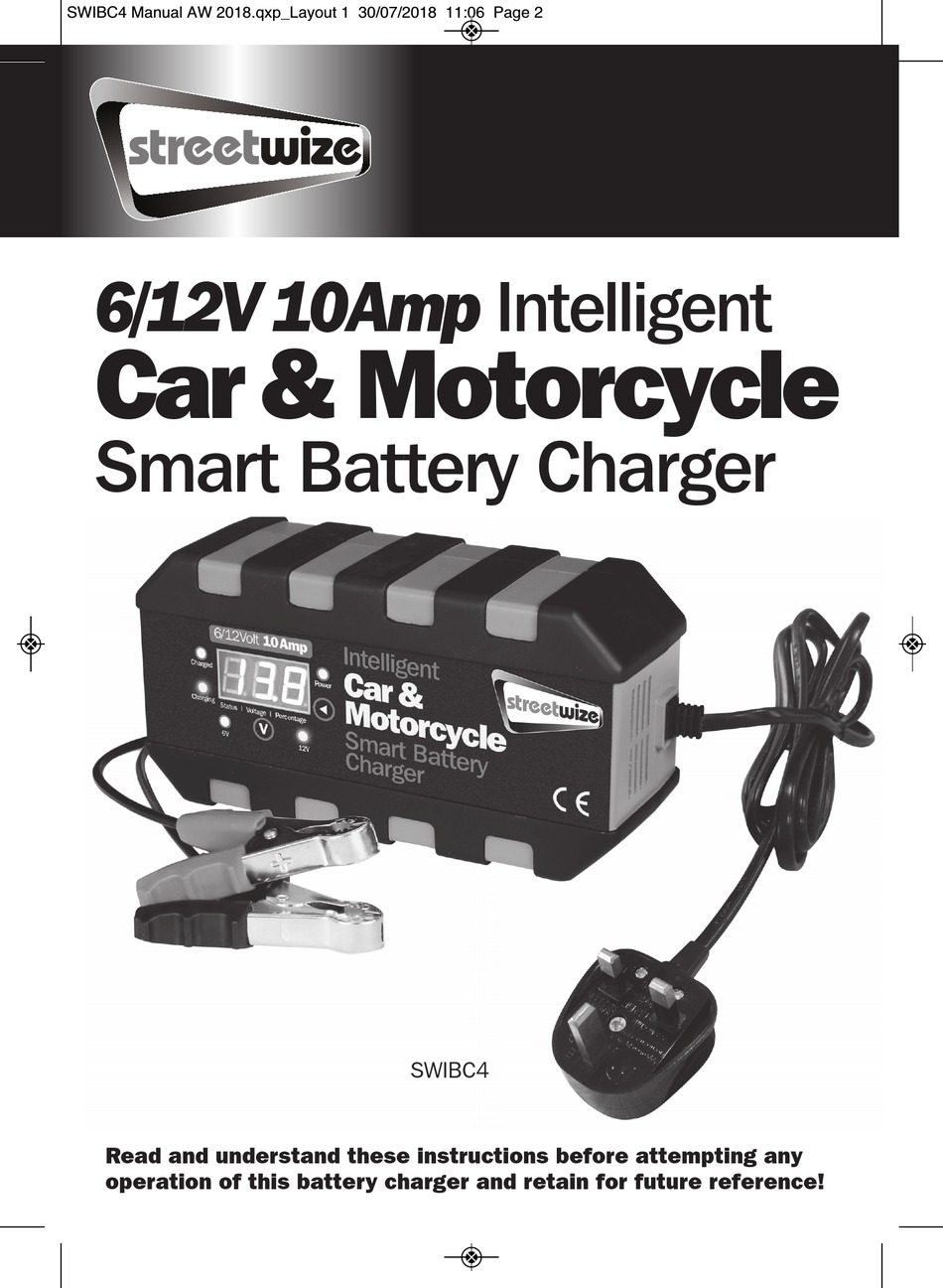 Streetwize Car & Motorbike 10 Amp 6V & 12V Electronic Auto Smart Battery Charger