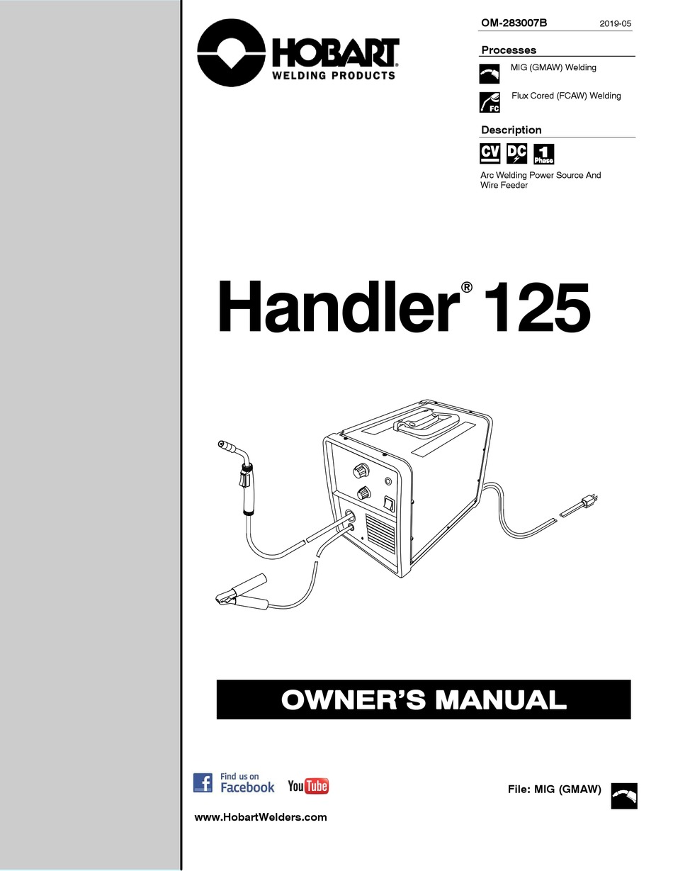 Hobart Welding Products Handler 125 Owner S Manual Pdf Download Manualslib