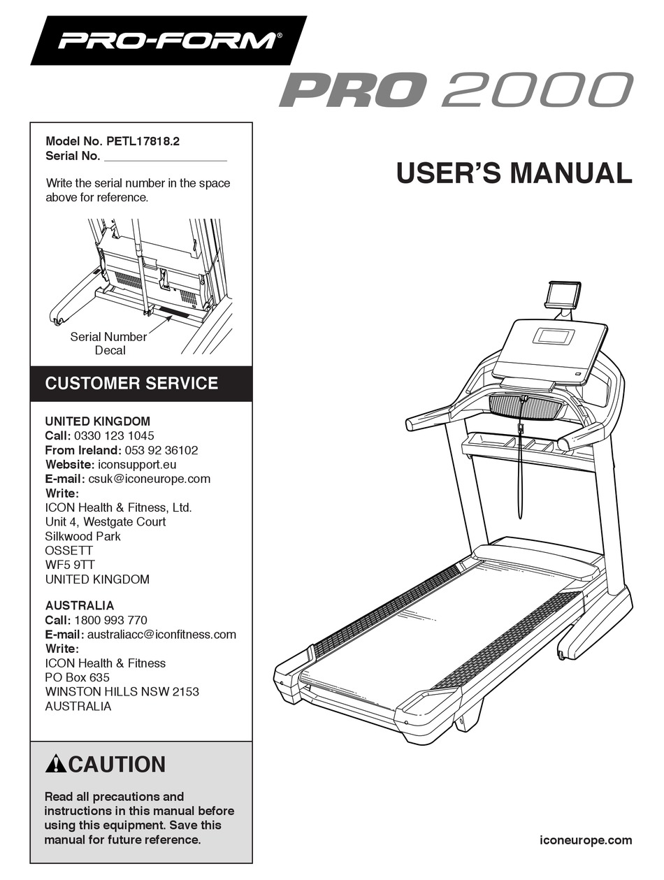 PROFORM PRO 2000 USER MANUAL Pdf Download ManualsLib