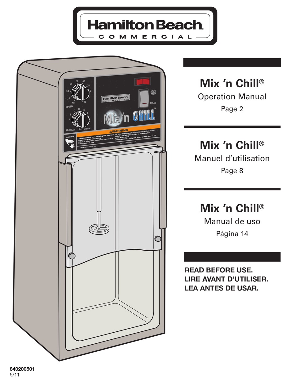 HAMILTON BEACH MIX ’N CHILL SERIES OPERATION MANUAL Pdf Download