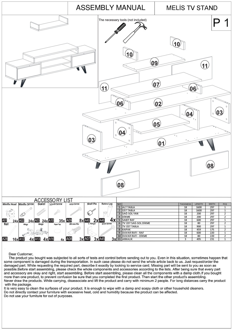MINAR MELIS TV STAND ASSEMBLY MANUAL Pdf Download ManualsLib