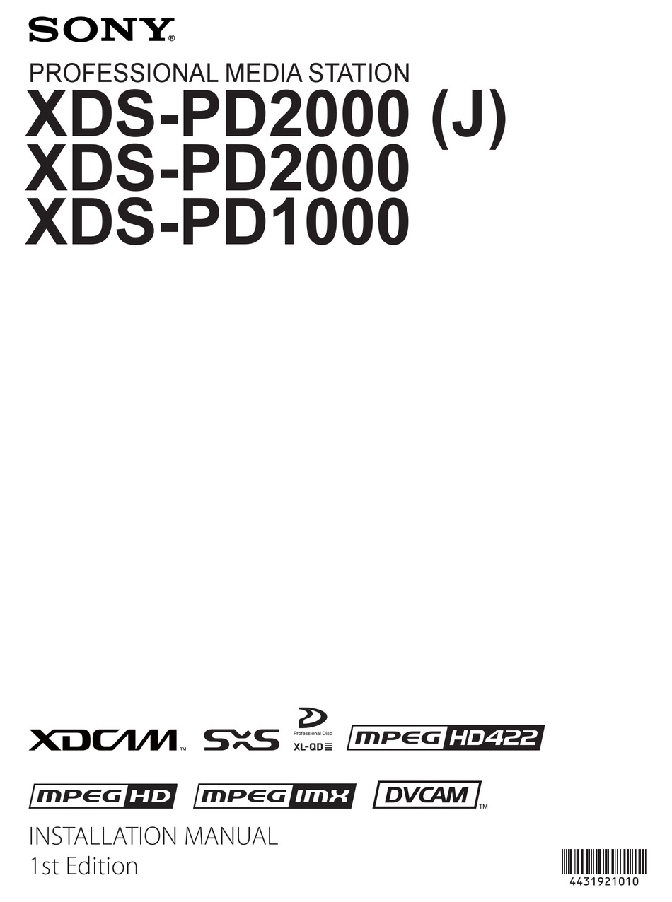 Sony Xds Pd00 J Installation Manual Pdf Download Manualslib