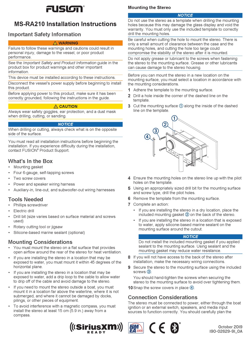 Fusion Ms Ra70nsx Installation Manual