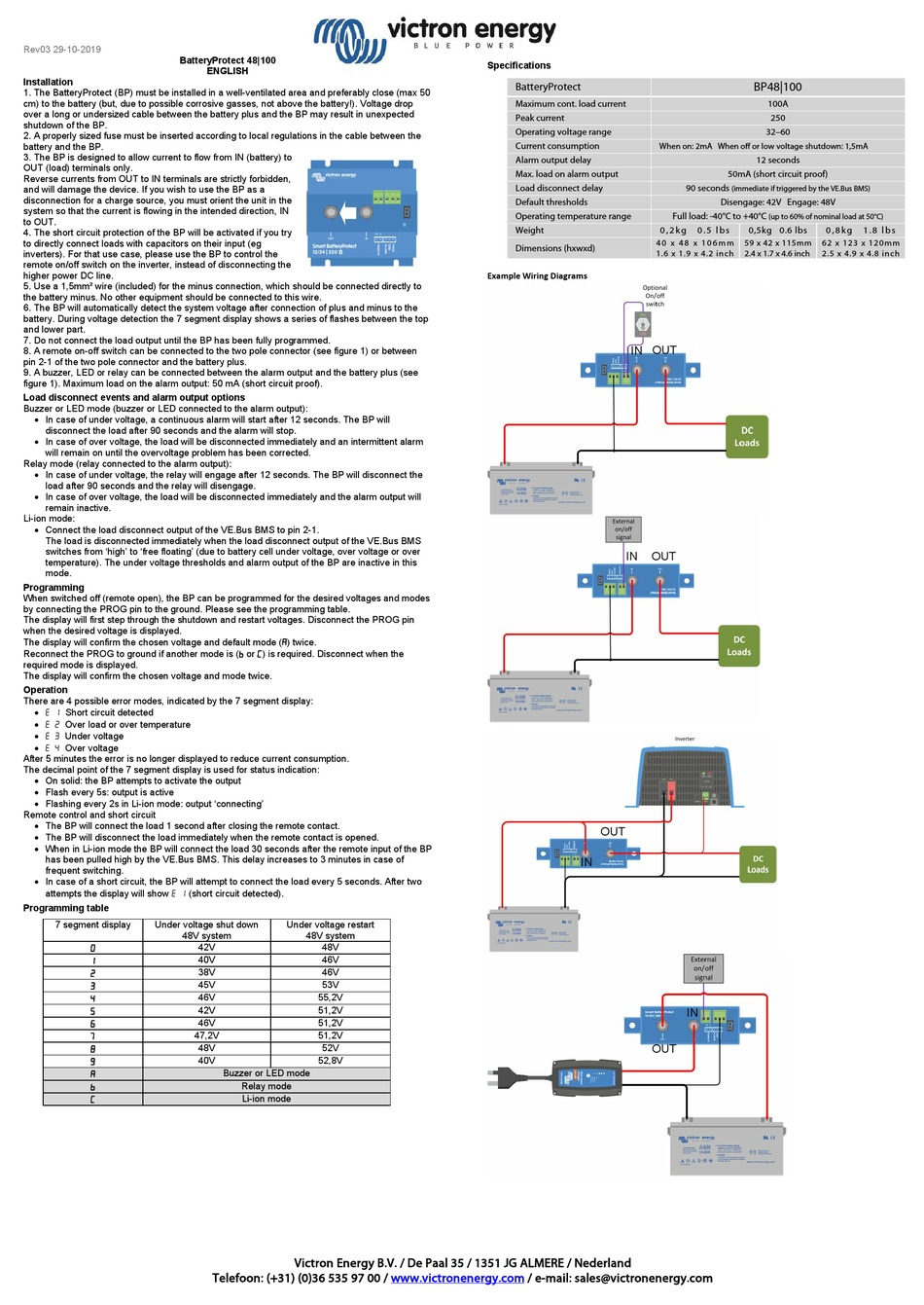 VICTRON ENERGY BP48100 INSTALLATION MANUAL Pdf Download ManualsLib