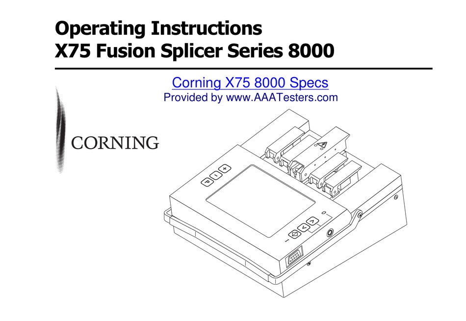CORNING X75 8000 SERIES OPERATING INSTRUCTIONS MANUAL Pdf Download