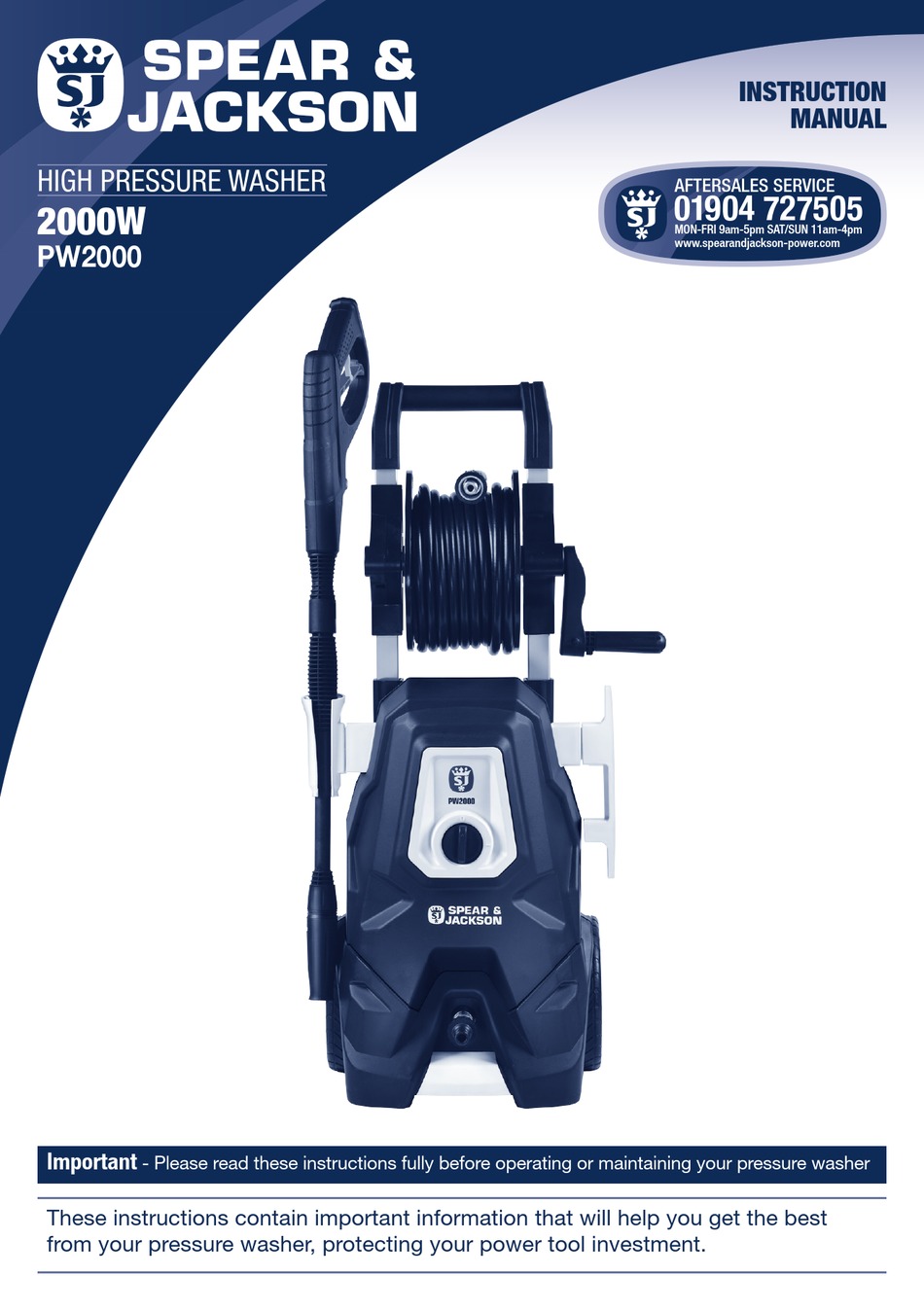 SPEAR & JACKSON PW2000 INSTRUCTION MANUAL Pdf Download ManualsLib