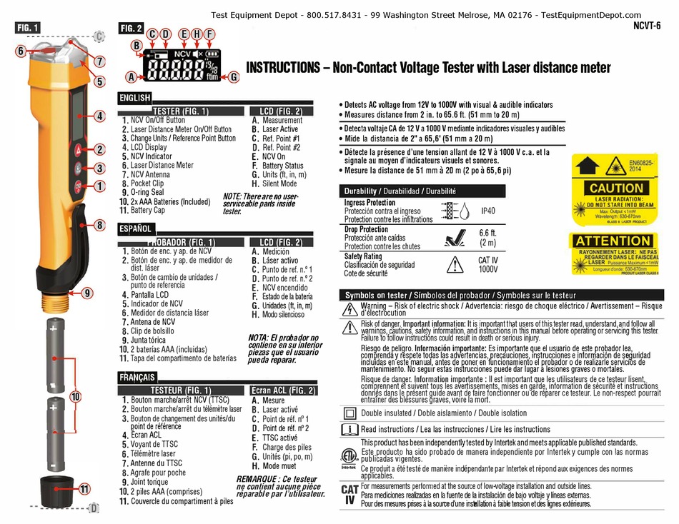 KLEIN TOOLS NCVT-6 INSTRUCTIONS Pdf Download | ManualsLib