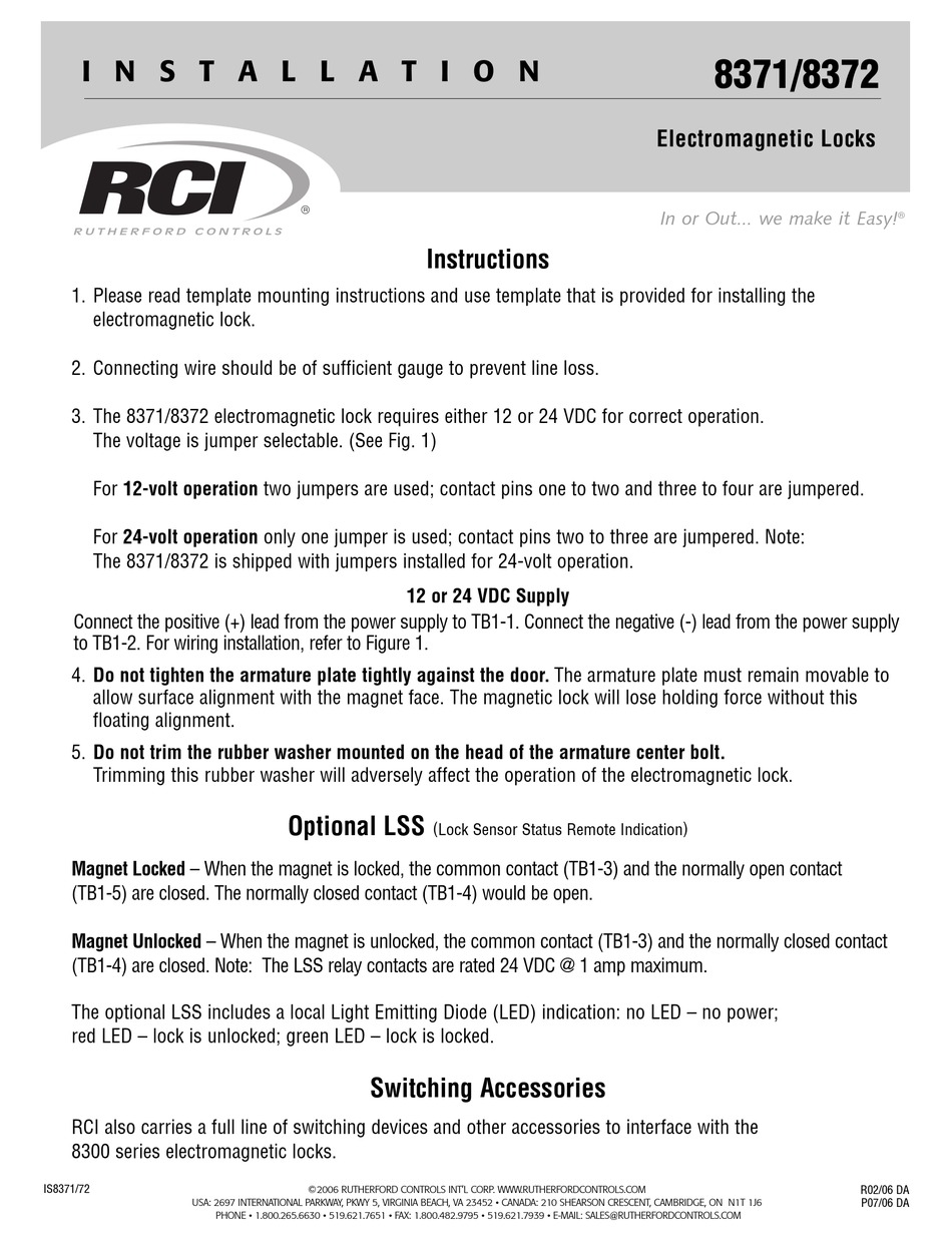 RCI 8371 INSTALLATION MANUAL Pdf Download ManualsLib