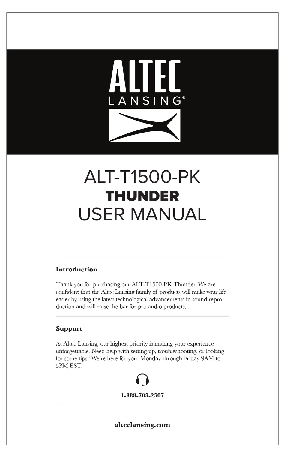 ALTEC LANSING ALTT1500PK THUNDER USER MANUAL Pdf ALTEC LANSING ALTT1500PK THUNDER USER MANUAL Pdf