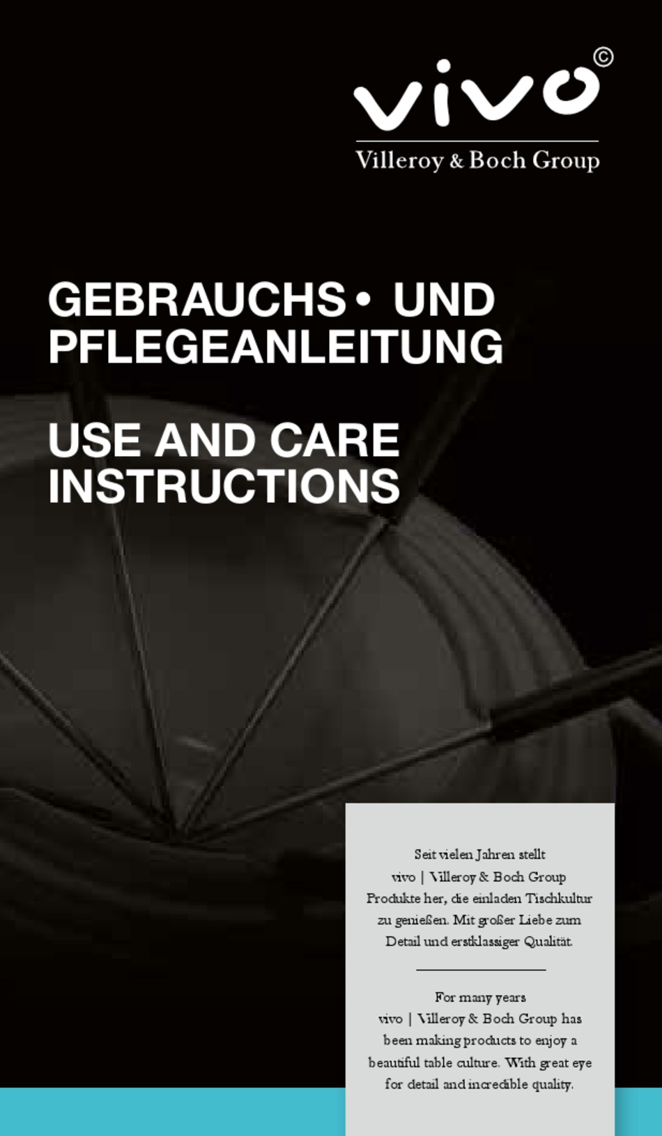 VILLEROY & BOCH GROUP VIVO FONDUE SET USE AND CARE INSTRUCTIONS MANUAL