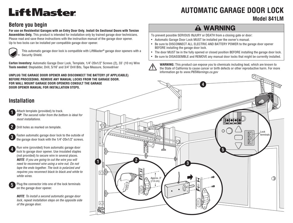 Chamberlain 841lm Manual Pdf, Chamberlain Garage Door Opener Manual