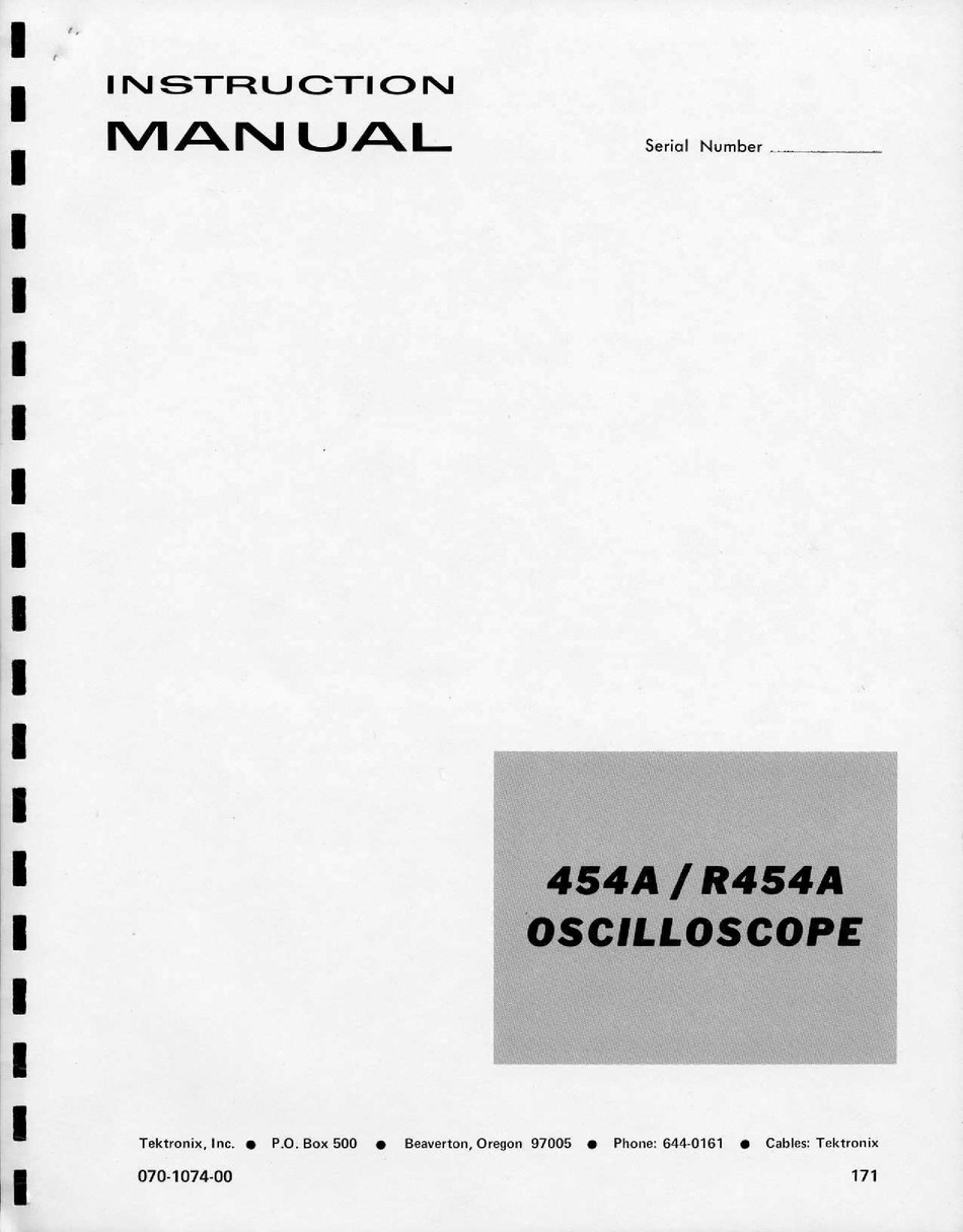 schémas Manuel SERVICE Operating TEKTRONIX 454 A/R454A oscilloscope