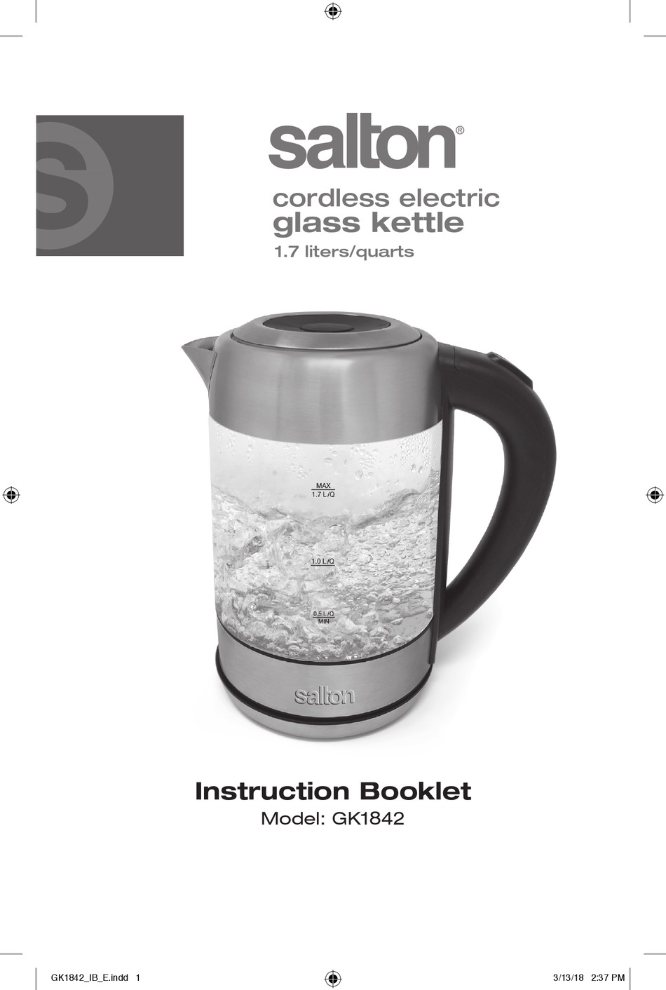 SALTON GK1842 INSTRUCTION BOOKLET Pdf Download ManualsLib