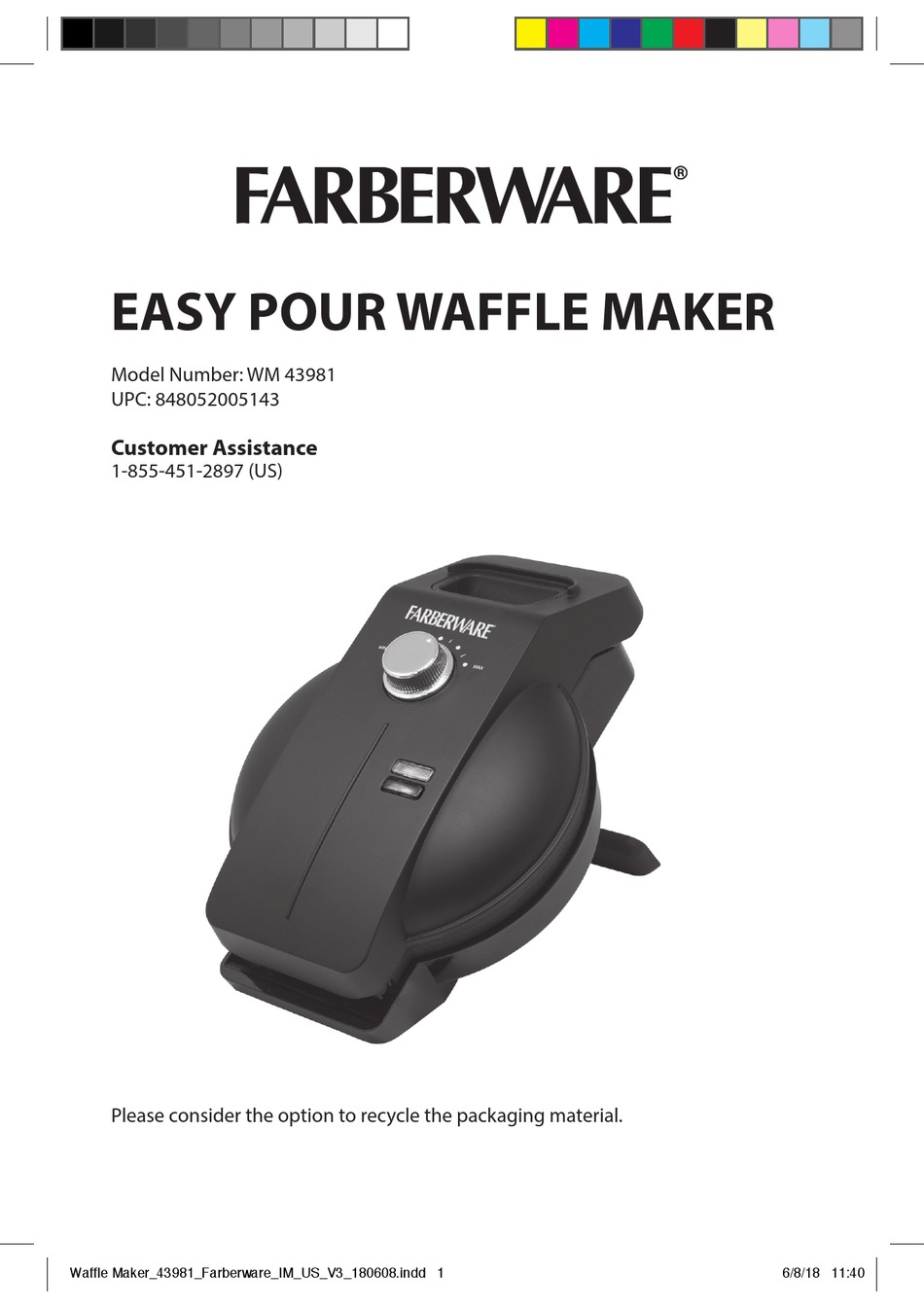 farberware easy pour waffle maker
