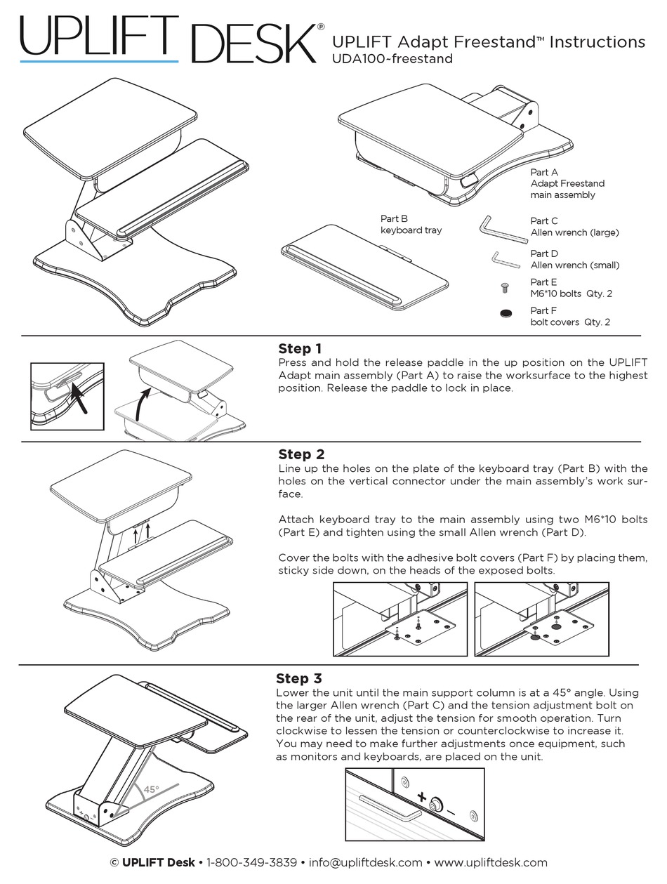 UPLIFT DESK UPLIFT ADAPT FREESTAND INSTRUCTIONS Pdf Download ManualsLib