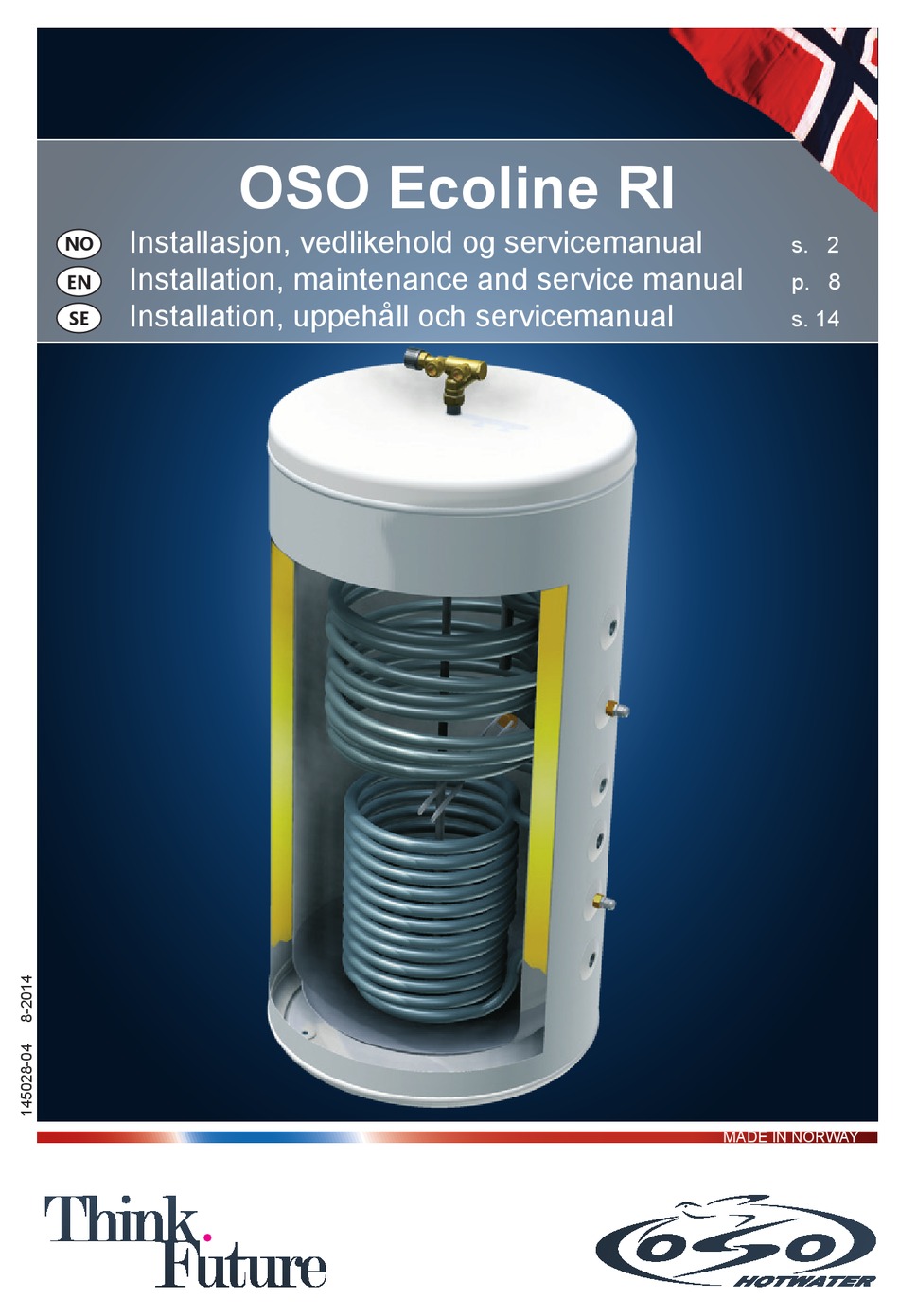 OSO HOTWATER RI HP 300 INSTALLATION MAINTENANCE AND SERVICE MANUAL Pdf