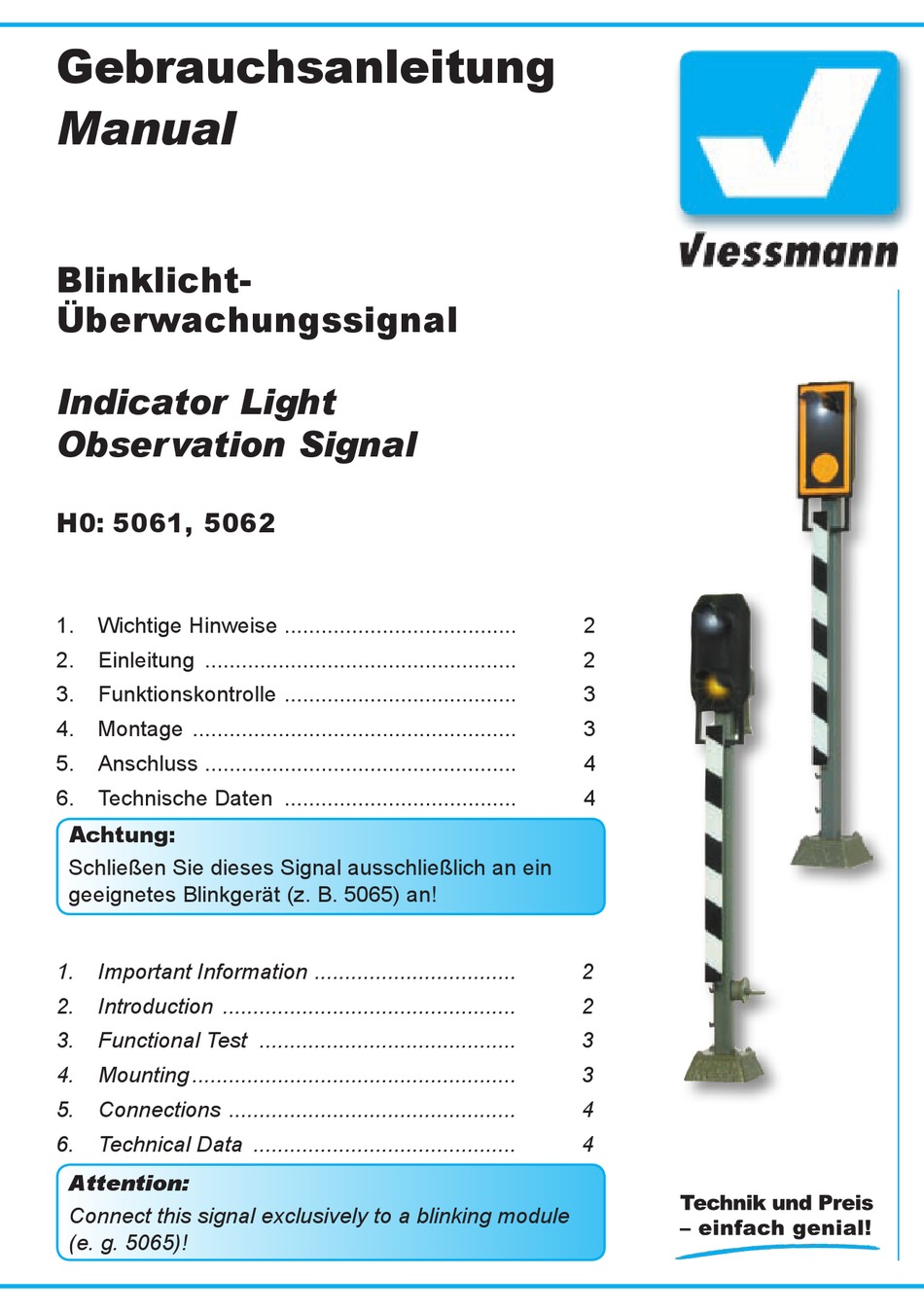 h0 Viessmann 5061 h0 blinklichtüeberwachungssignal 