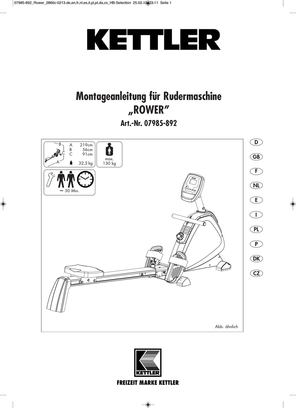 KETTLER ROWER ASSEMBLY INSTRUCTIONS MANUAL Pdf Download ManualsLib