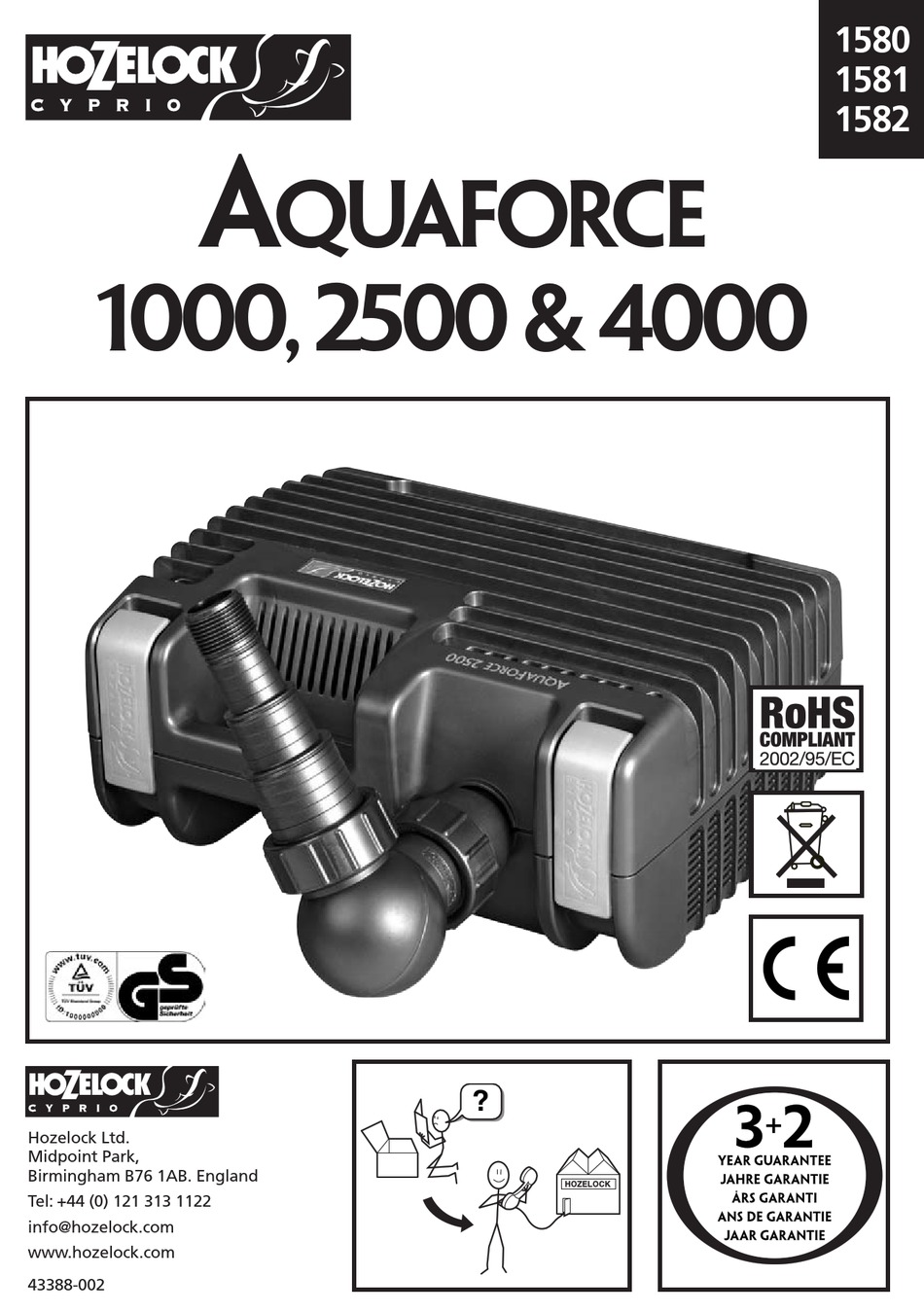 HOZELOCK CYPRIO AQUAFORCE SERIES INSTALLATION AND OPERATING