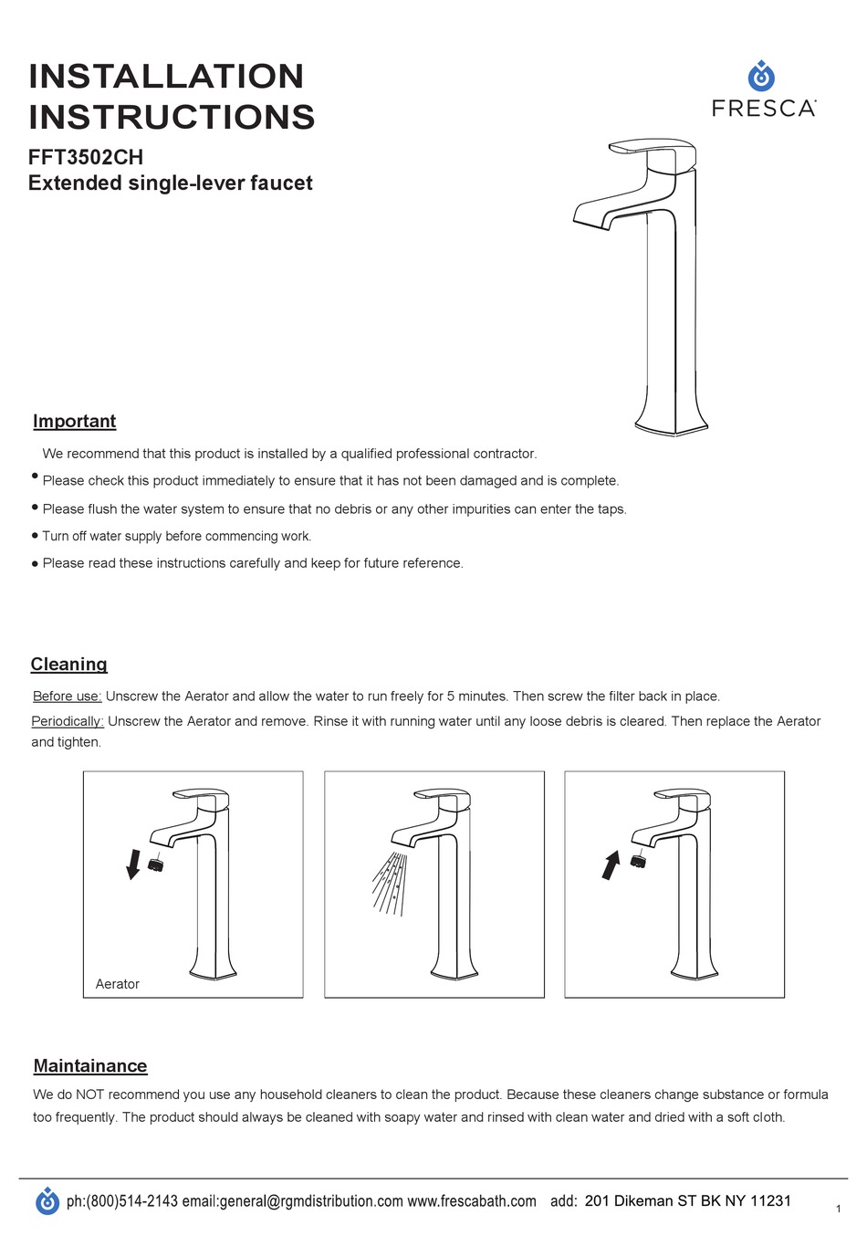 FRESCA FFT3502CH INSTALLATION INSTRUCTIONS Pdf Download ManualsLib