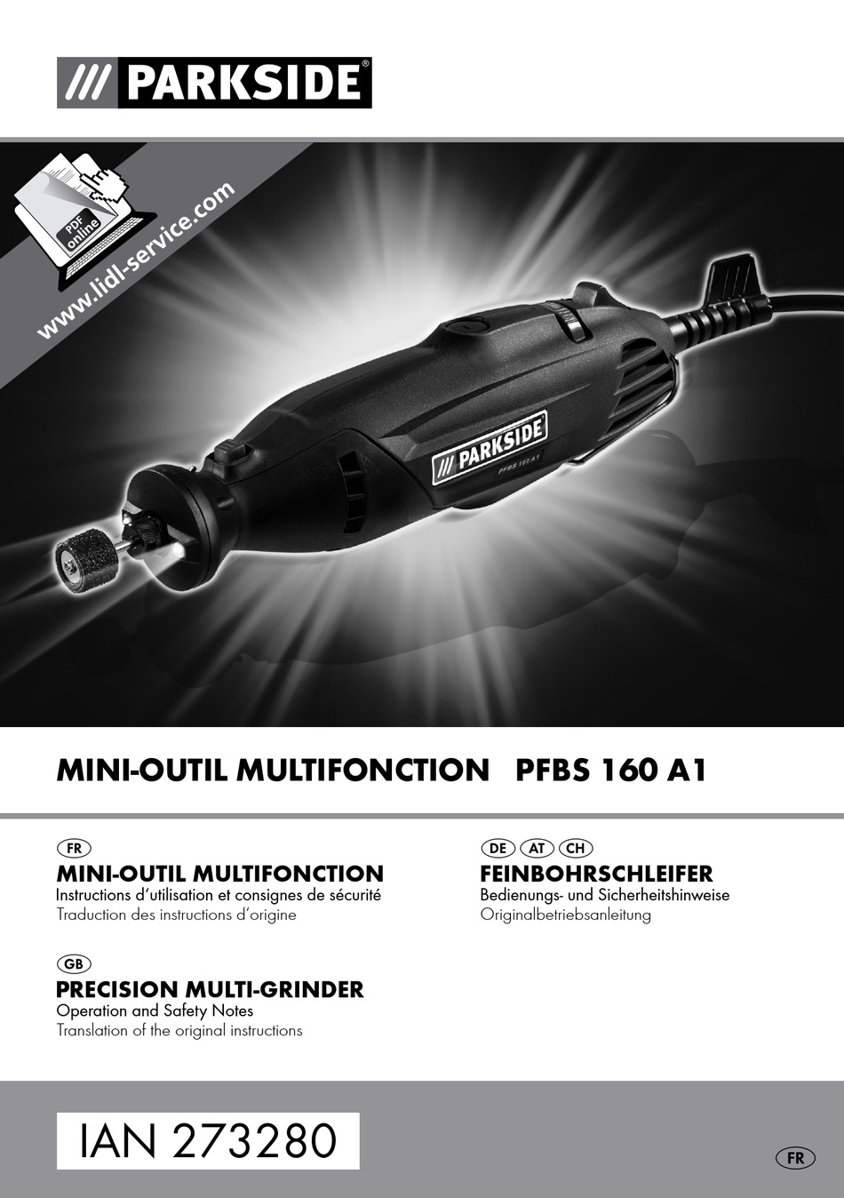 Mini-outil multifonction de précision PARKSIDE PFBS 160 B2 – L