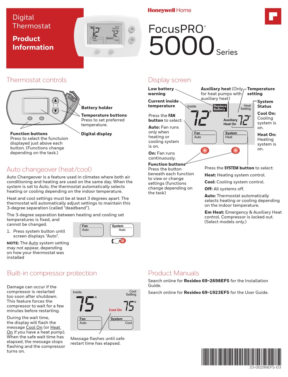 Honeywell 5000 Thermostat Programming Manual