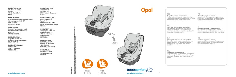 Bebe Confort Opal Instructions For Use Manual Pdf Download Manualslib