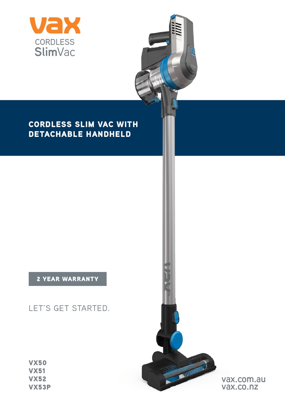 VAX SLIMVAC VX50 LET'S GET STARTED Pdf 