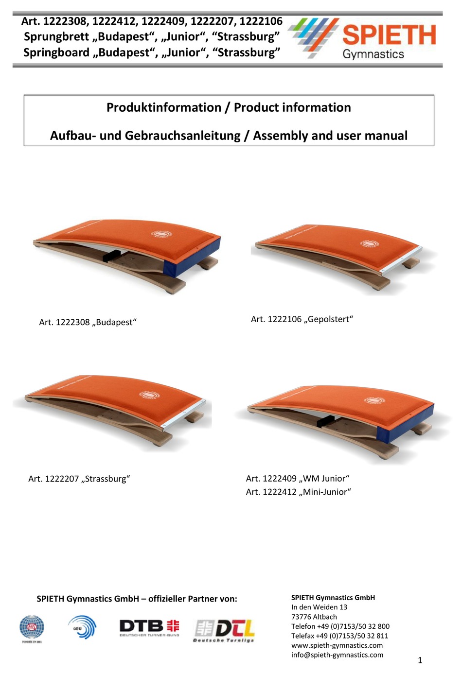 SPIETH GYMNASTICS JUNIOR ASSEMBLY AND USER S MANUAL Pdf Download 