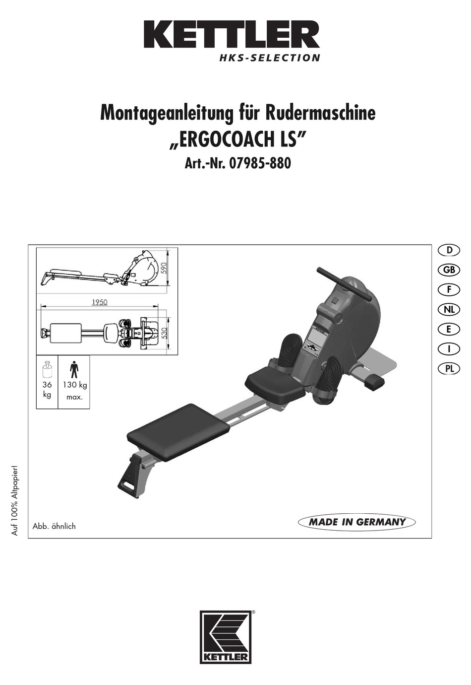 Kettler Ergocoach Ls Assembly Instructions Manual Pdf Download Manualslib