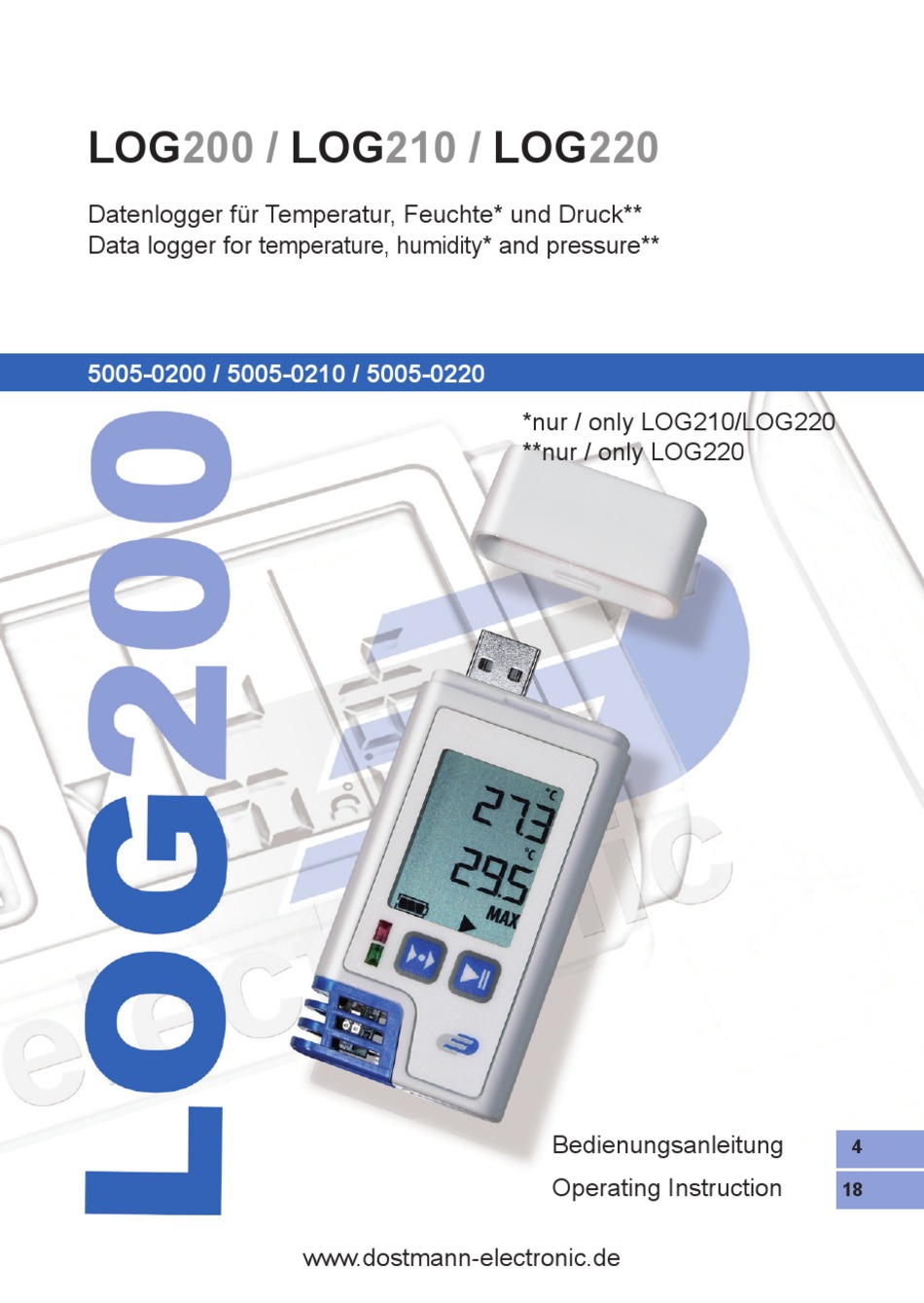 Dostmann Electronic LOG220 Enregistreur de données PDF avec Affichage de la température de lair Humidificateur dair Klimalogger 