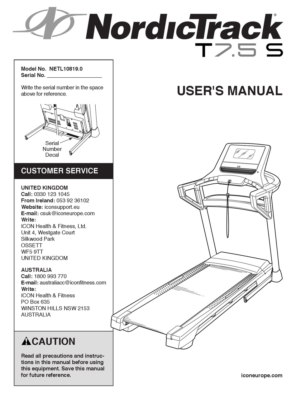 Nordictrack T 8.5 S User Manual